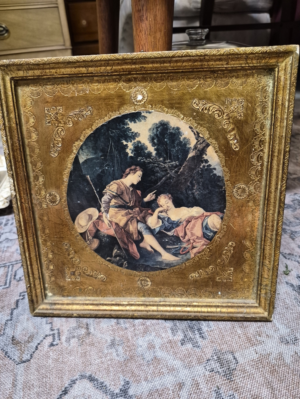 Ornate Gold Framed Classical Pastoral Print